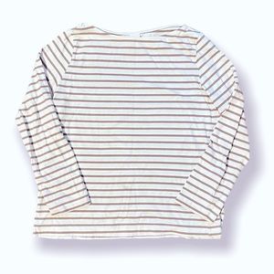 H&M tan and white striped 3/4 sleeve shirt